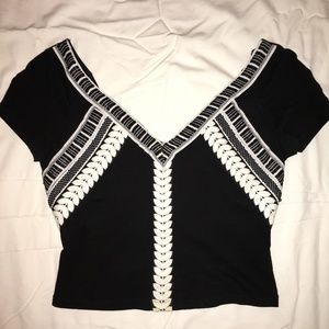 Black and White Tribal Crop Top